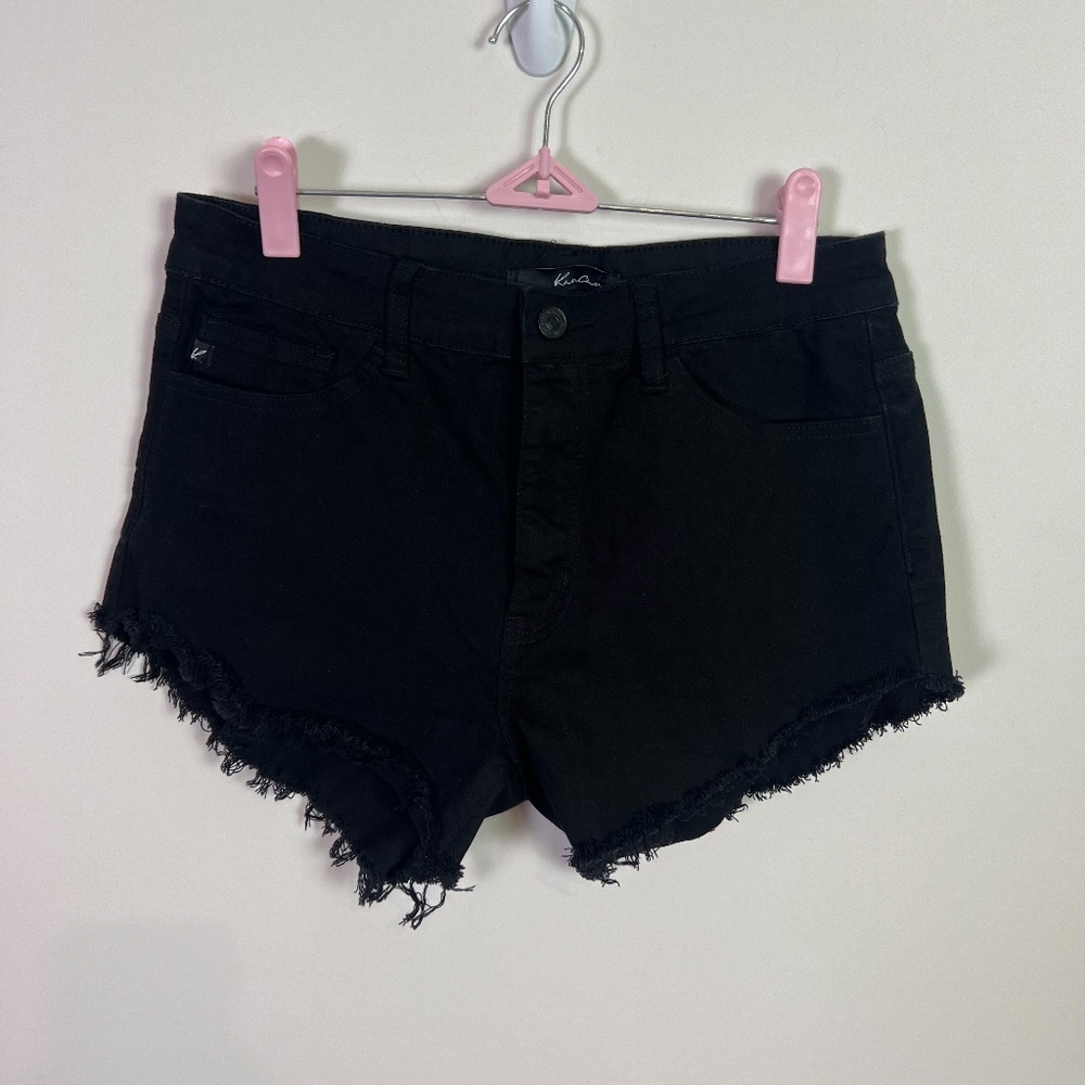 KanCan Black Raw Hem High Rise Denim Jean Shorts Size 11 / 29 Womens